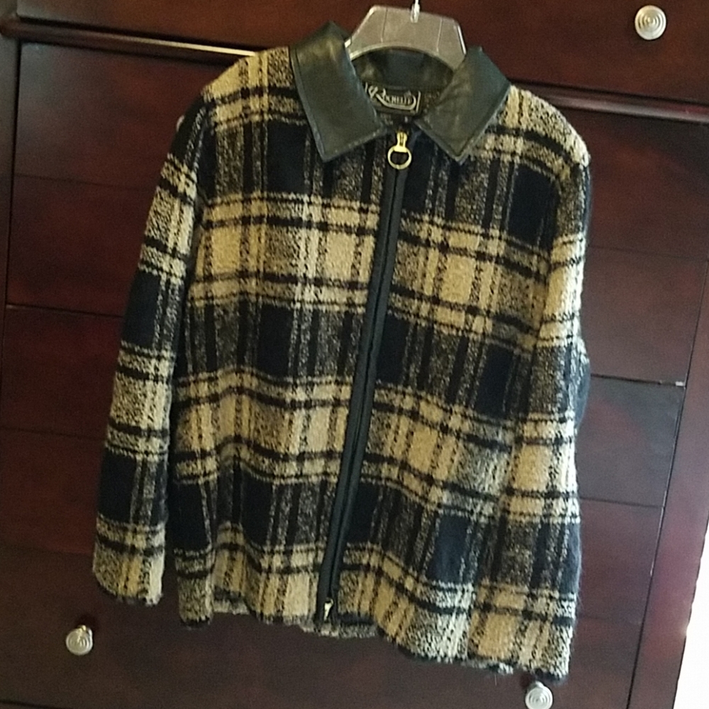 Rochelle khaki and black plaid jacket